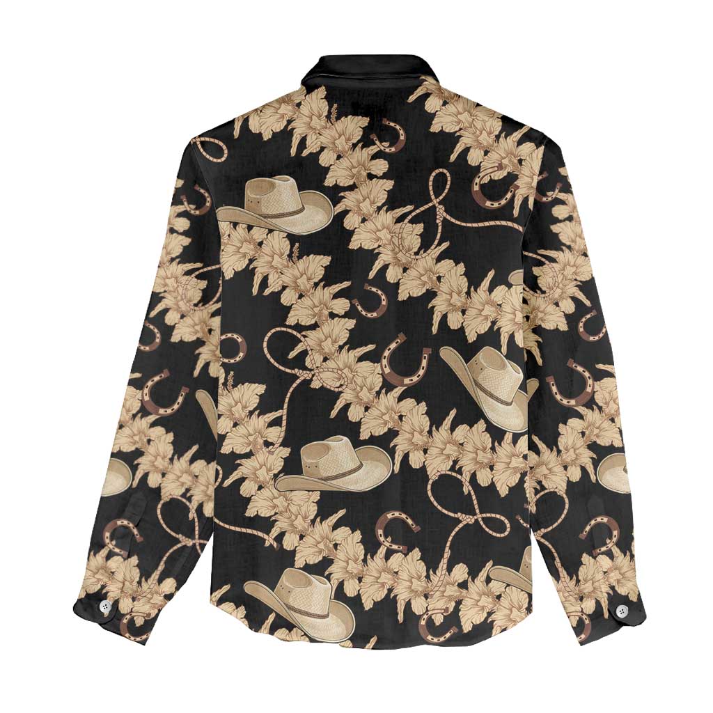 Vanuatu Cowboy Women Casual Shirt Seamless Straw Hats Hibiscus - Polynesian Pride