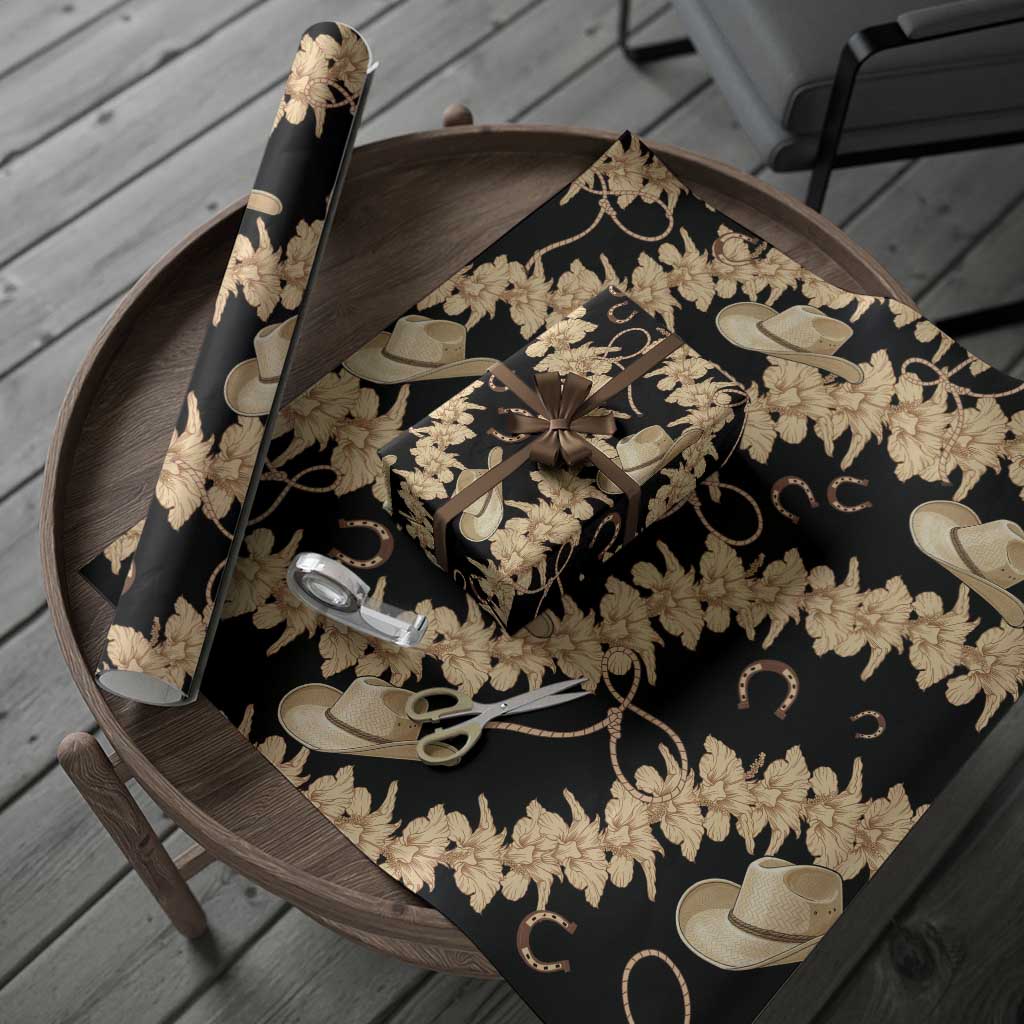 Vanuatu Cowboy Wrapping Paper Seamless Straw Hats Hibiscus - Polynesian Pride