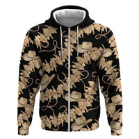 Vanuatu Cowboy Zip Hoodie Seamless Straw Hats Hibiscus - Polynesian Pride