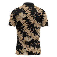 Vanuatu Cowboy Zipper Polo Shirt Seamless Straw Hats Hibiscus - Polynesian Pride