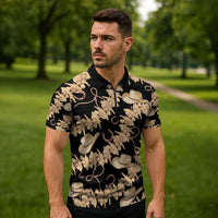 Vanuatu Cowboy Zipper Polo Shirt Seamless Straw Hats Hibiscus - Polynesian Pride