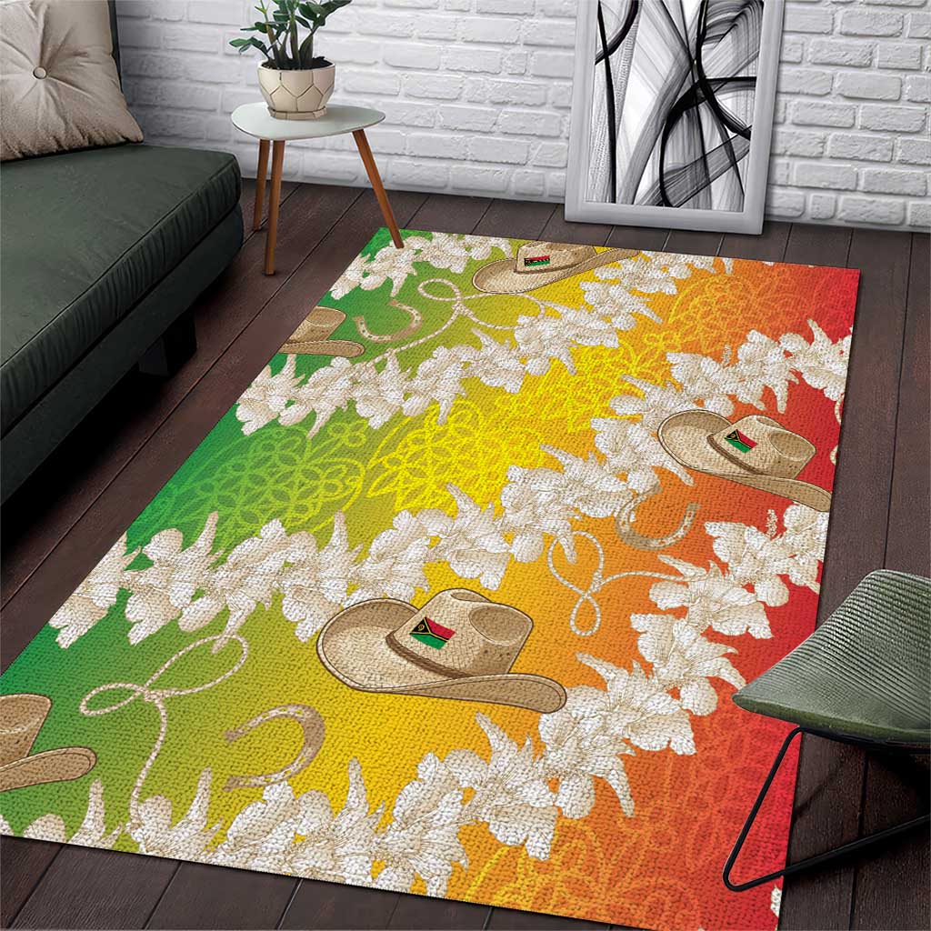 Vanuatu Cowboy Area Rug Straw Hats Hibiscus With Sand Drawing - Polynesian Pride