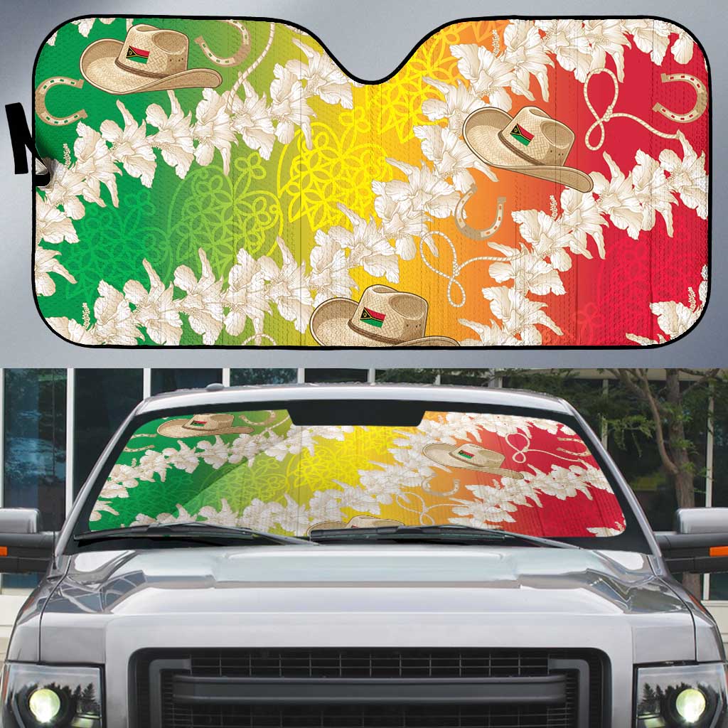 Vanuatu Cowboy Auto Sun Shade Straw Hats Hibiscus With Sand Drawing - Polynesian Pride