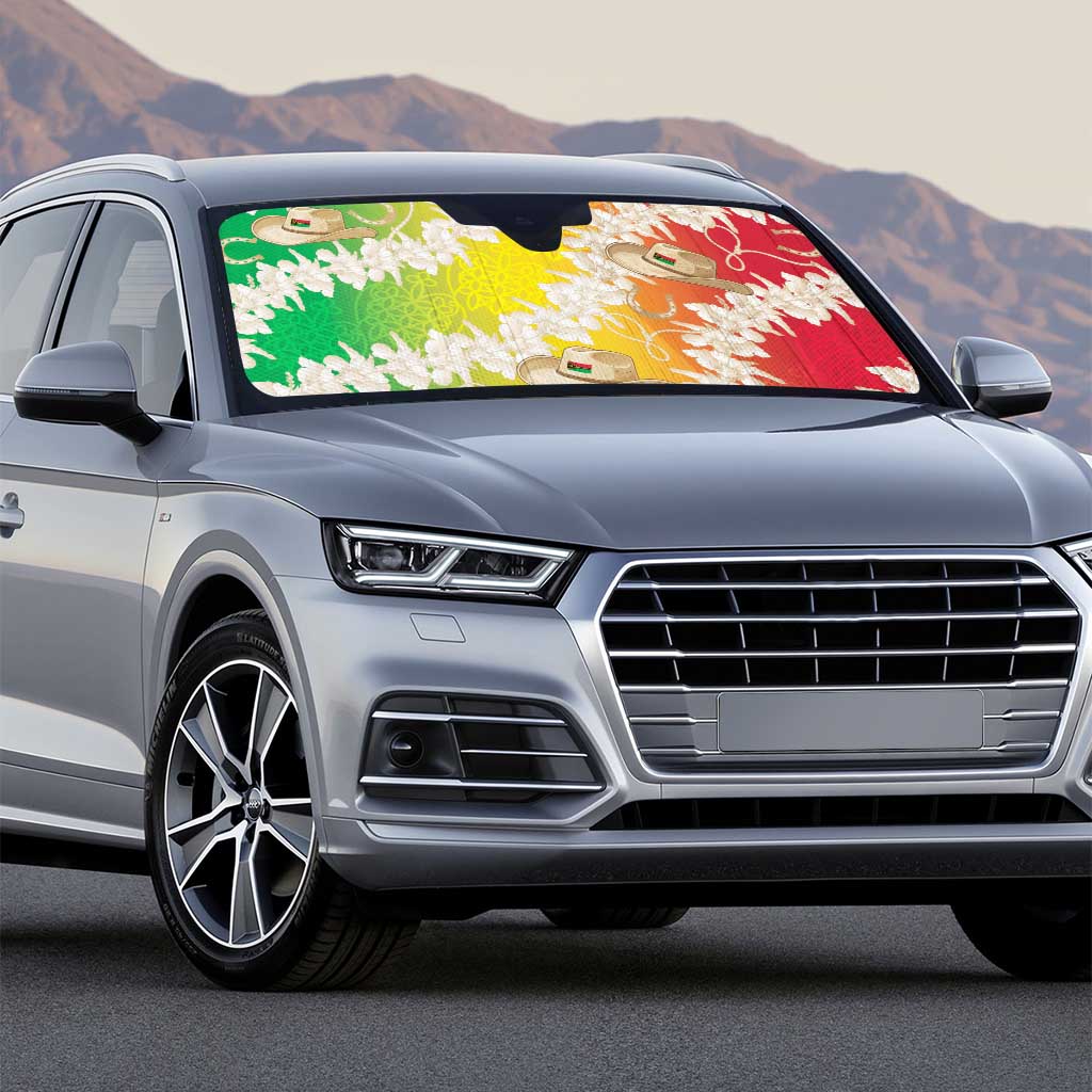 Vanuatu Cowboy Auto Sun Shade Straw Hats Hibiscus With Sand Drawing - Polynesian Pride