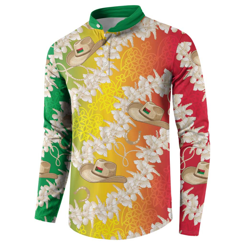 Vanuatu Cowboy Button Sweatshirt Straw Hats Hibiscus With Sand Drawing - Polynesian Pride