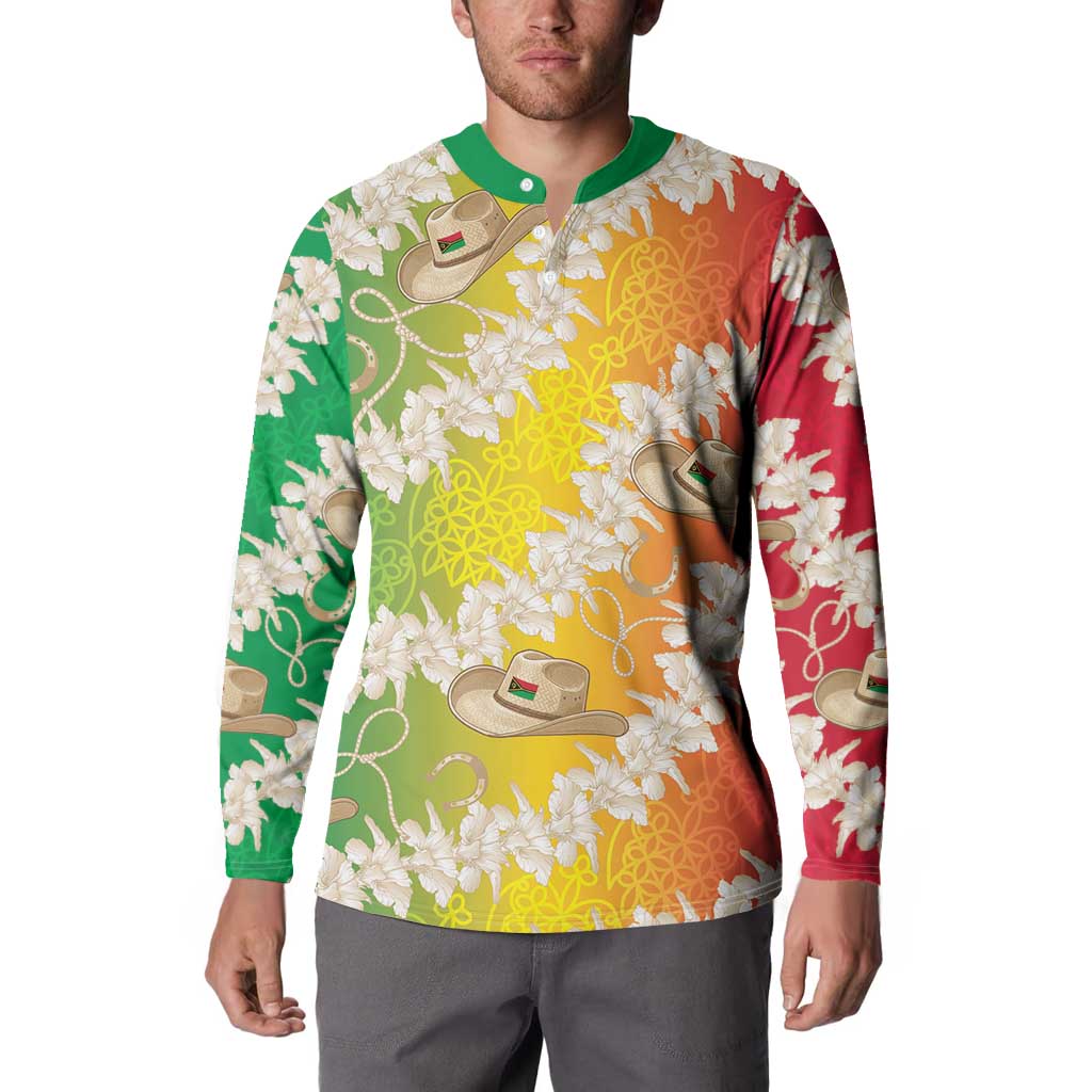 Vanuatu Cowboy Button Sweatshirt Straw Hats Hibiscus With Sand Drawing - Polynesian Pride