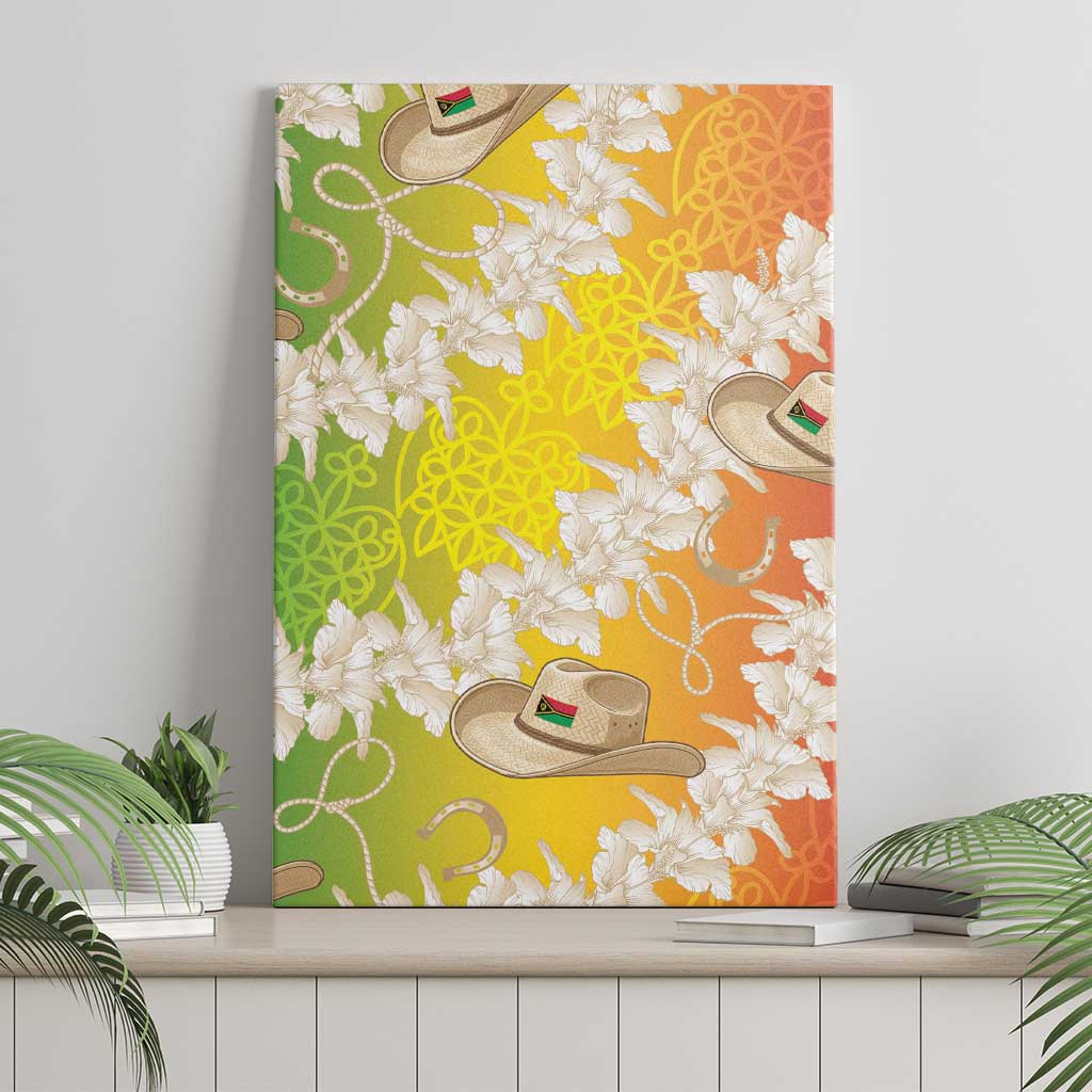 Vanuatu Cowboy Canvas Wall Art Straw Hats Hibiscus With Sand Drawing - Polynesian Pride