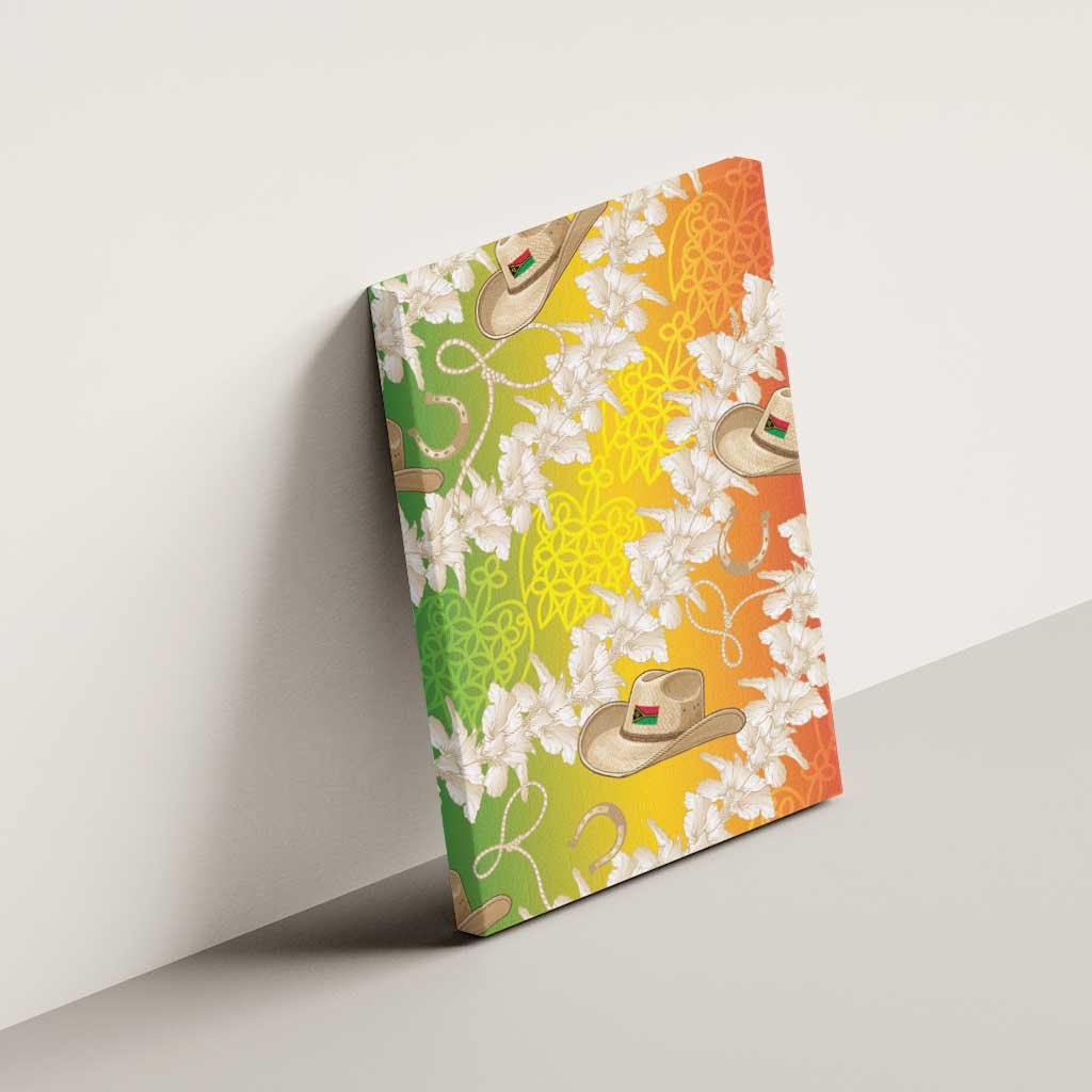 Vanuatu Cowboy Canvas Wall Art Straw Hats Hibiscus With Sand Drawing - Polynesian Pride