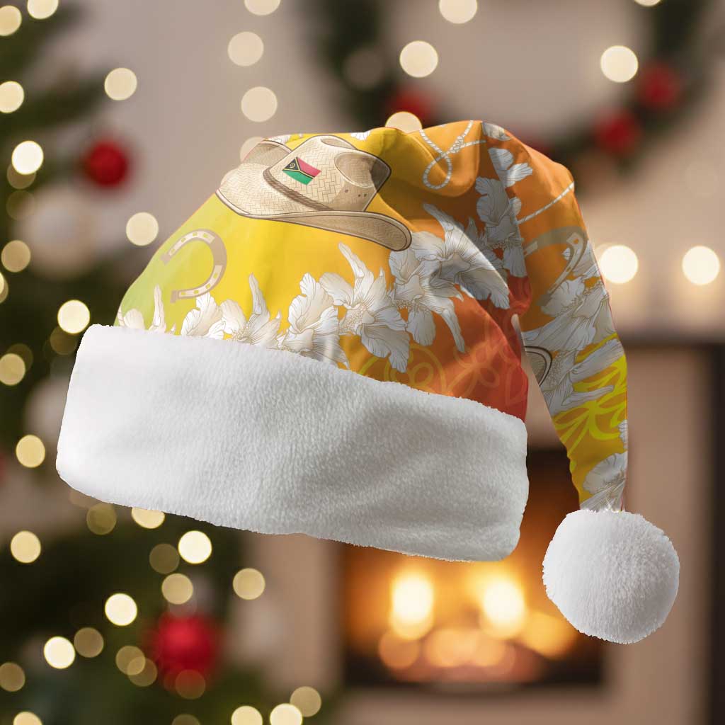 Vanuatu Cowboy Christmas Santa Hat Straw Hats Hibiscus With Sand Drawing - Polynesian Pride