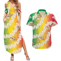 Vanuatu Cowboy Couples Matching Summer Maxi Dress and Hawaiian Shirt Straw Hats Hibiscus With Sand Drawing - Polynesian Pride