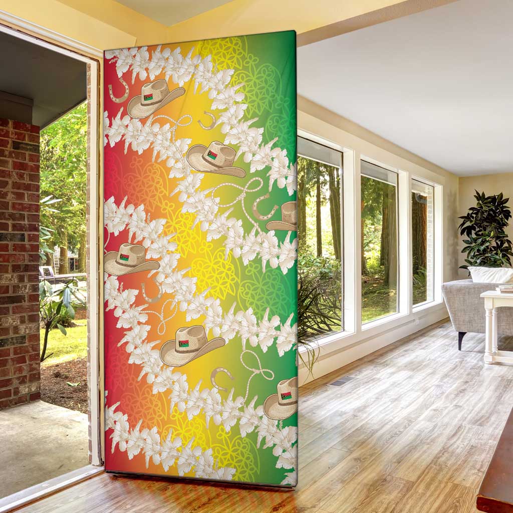 Vanuatu Cowboy Door Cover Straw Hats Hibiscus With Sand Drawing - Polynesian Pride