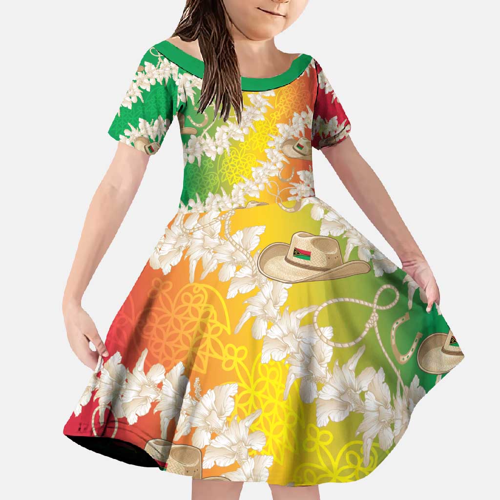 Vanuatu Cowboy Family Matching Long Sleeve Bodycon Dress and Hawaiian Shirt Straw Hats Hibiscus With Sand Drawing - Polynesian Pride