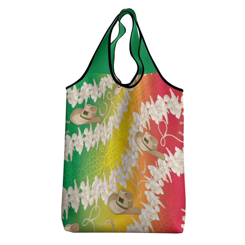 Vanuatu Cowboy Grocery Bag Straw Hats Hibiscus With Sand Drawing - Polynesian Pride