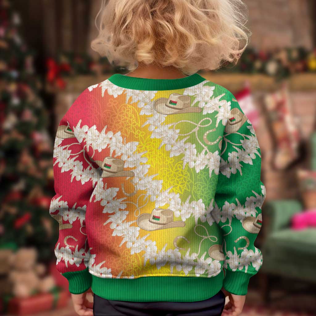 Vanuatu Cowboy Kid Ugly Christmas Sweater Straw Hats Hibiscus With Sand Drawing LT14 - Polynesian Pride