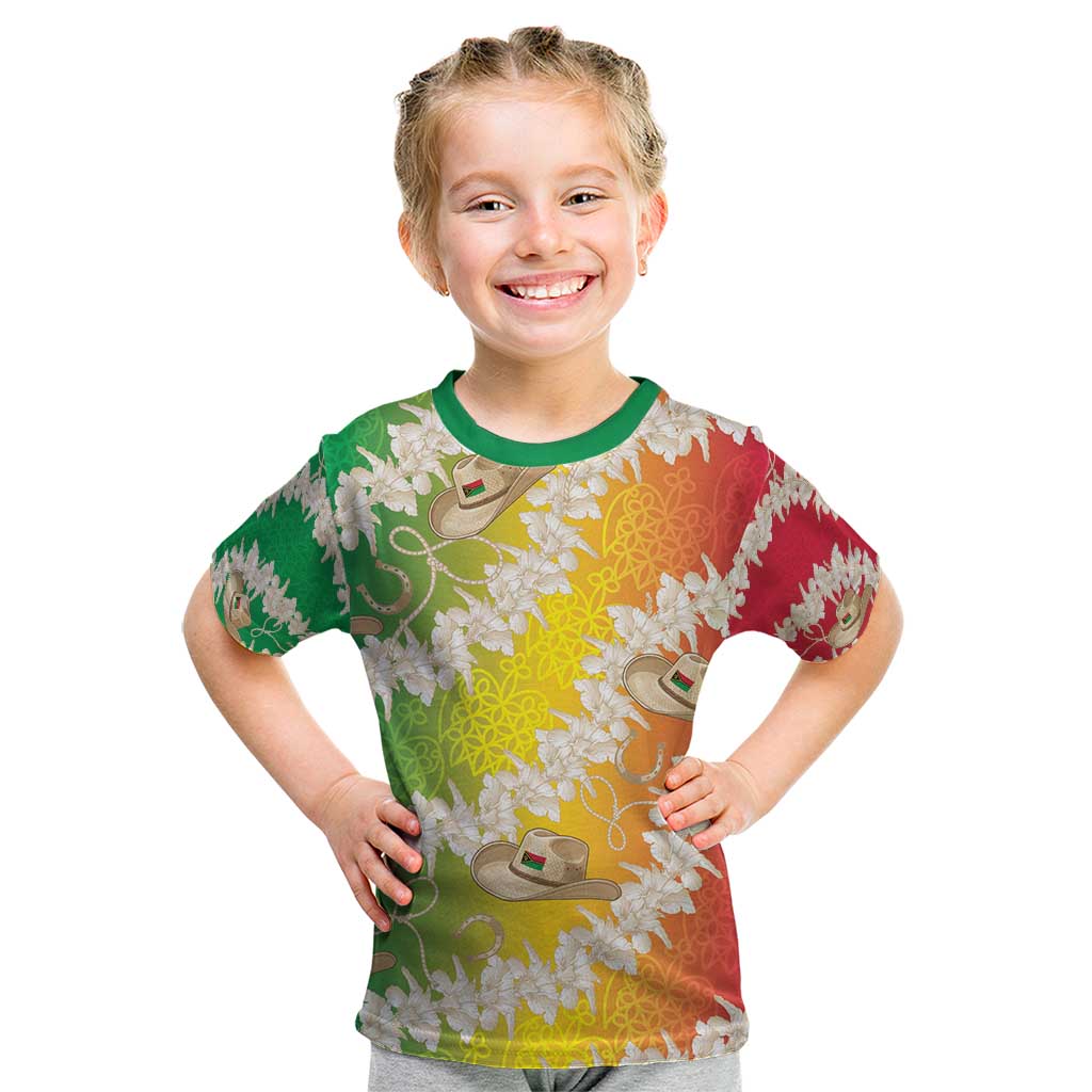Vanuatu Cowboy Kid T Shirt Straw Hats Hibiscus With Sand Drawing - Polynesian Pride