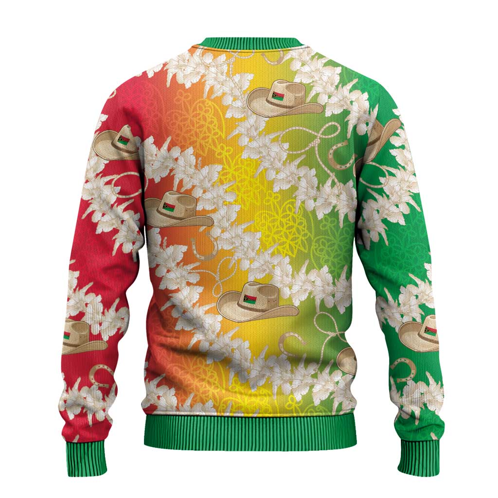 Vanuatu Cowboy Ugly Christmas Sweater Straw Hats Hibiscus With Sand Drawing - Polynesian Pride