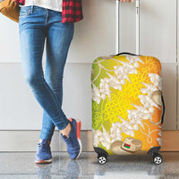 Vanuatu Cowboy Luggage Cover Straw Hats Hibiscus With Sand Drawing - Polynesian Pride