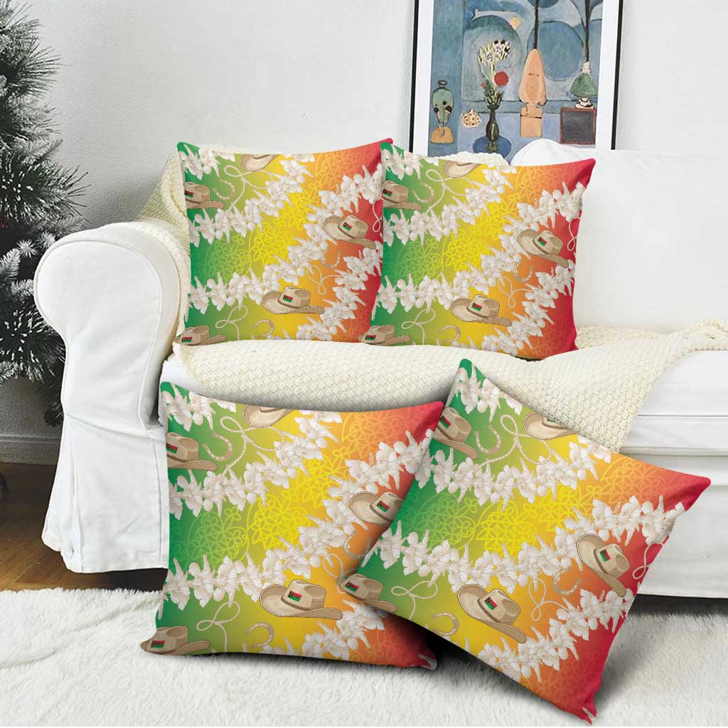 Vanuatu Cowboy Pillow Cover Straw Hats Hibiscus With Sand Drawing - Polynesian Pride