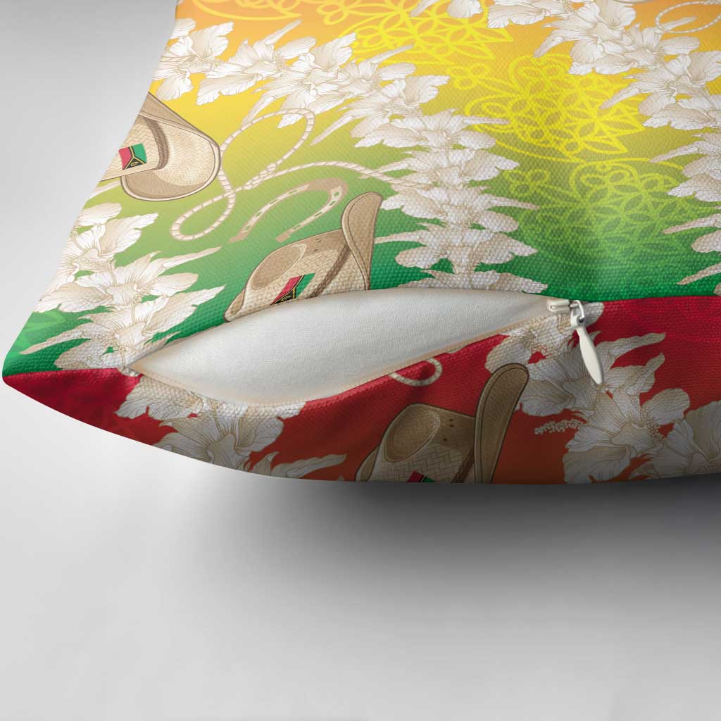 Vanuatu Cowboy Pillow Cover Straw Hats Hibiscus With Sand Drawing - Polynesian Pride