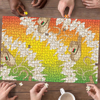 Vanuatu Cowboy Puzzle Straw Hats Hibiscus With Sand Drawing - Polynesian Pride