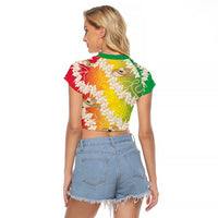 Vanuatu Cowboy Raglan Cropped T Shirt Straw Hats Hibiscus With Sand Drawing - Polynesian Pride