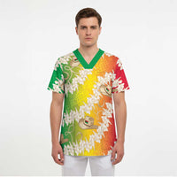 Vanuatu Cowboy Scrub Top Straw Hats Hibiscus With Sand Drawing - Polynesian Pride