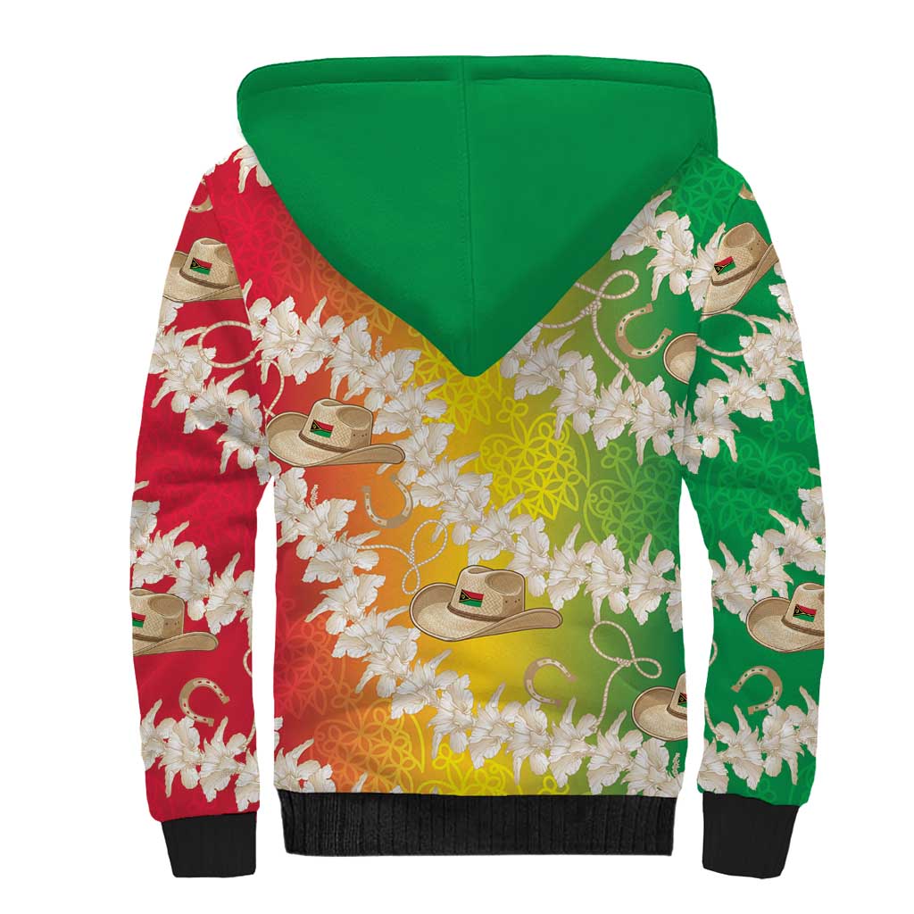 Vanuatu Cowboy Sherpa Hoodie Straw Hats Hibiscus With Sand Drawing - Polynesian Pride