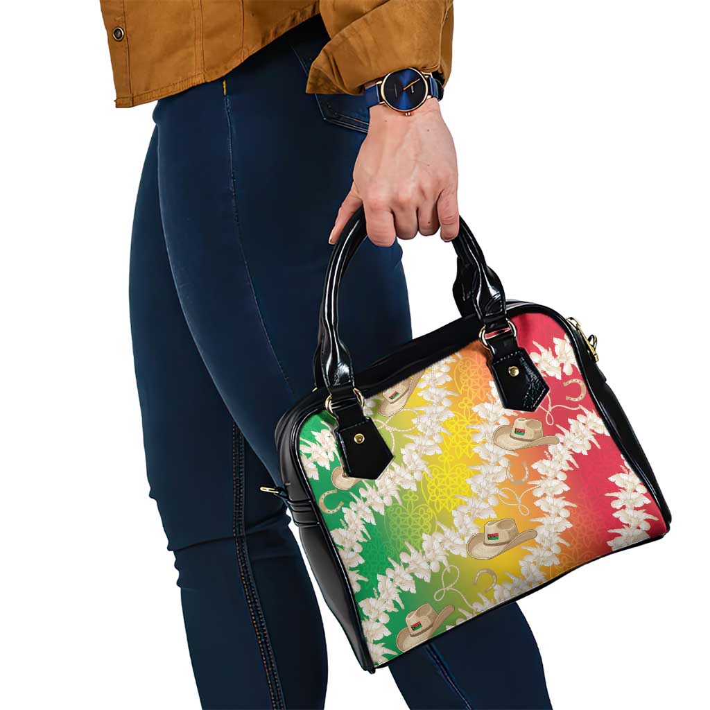 Vanuatu Cowboy Shoulder Handbag Straw Hats Hibiscus With Sand Drawing - Polynesian Pride