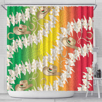 Vanuatu Cowboy Shower Curtain Straw Hats Hibiscus With Sand Drawing - Polynesian Pride