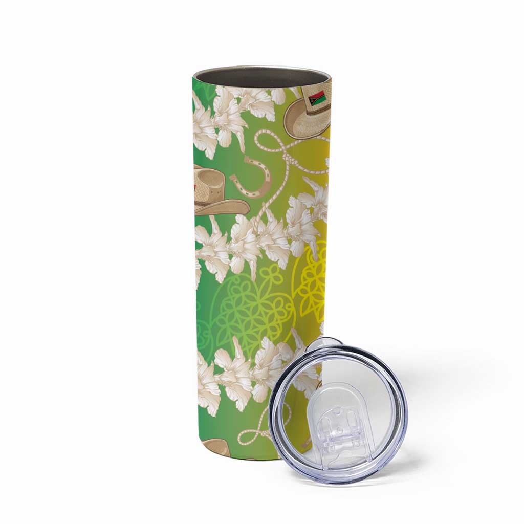 Vanuatu Cowboy Skinny Tumbler Straw Hats Hibiscus With Sand Drawing - Polynesian Pride