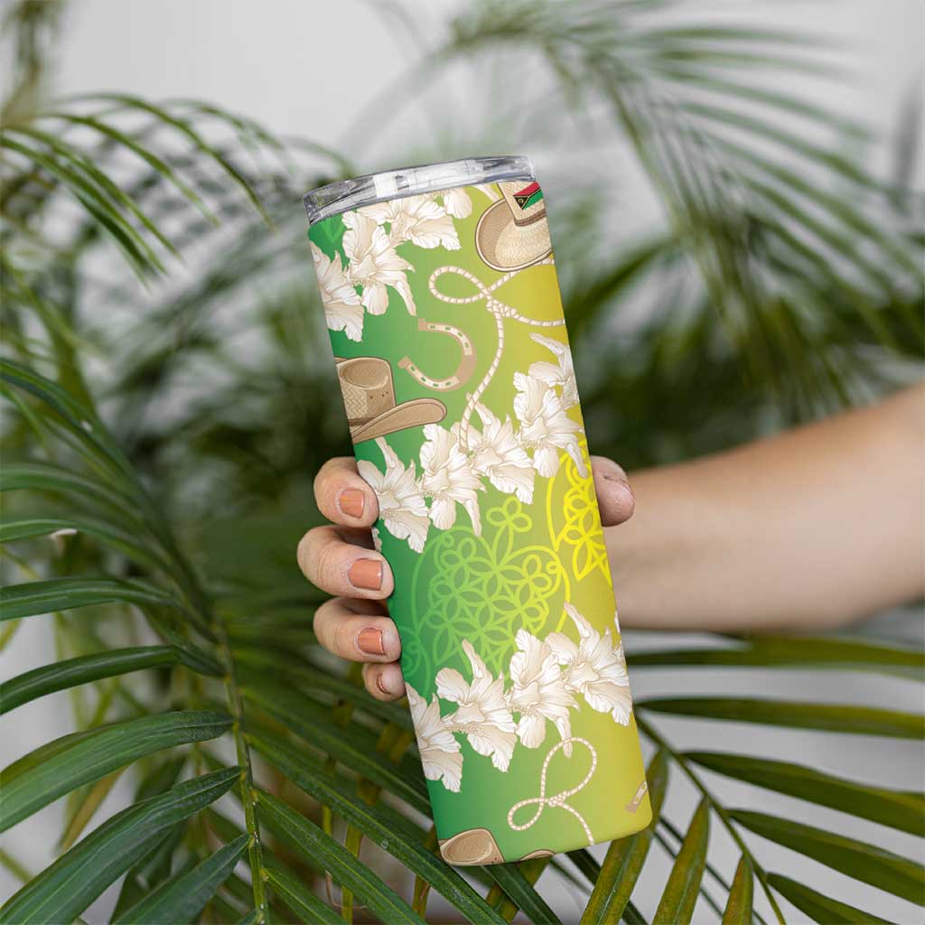 Vanuatu Cowboy Skinny Tumbler Straw Hats Hibiscus With Sand Drawing - Polynesian Pride