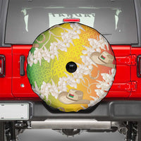 Vanuatu Cowboy Spare Tire Cover Straw Hats Hibiscus With Sand Drawing - Polynesian Pride