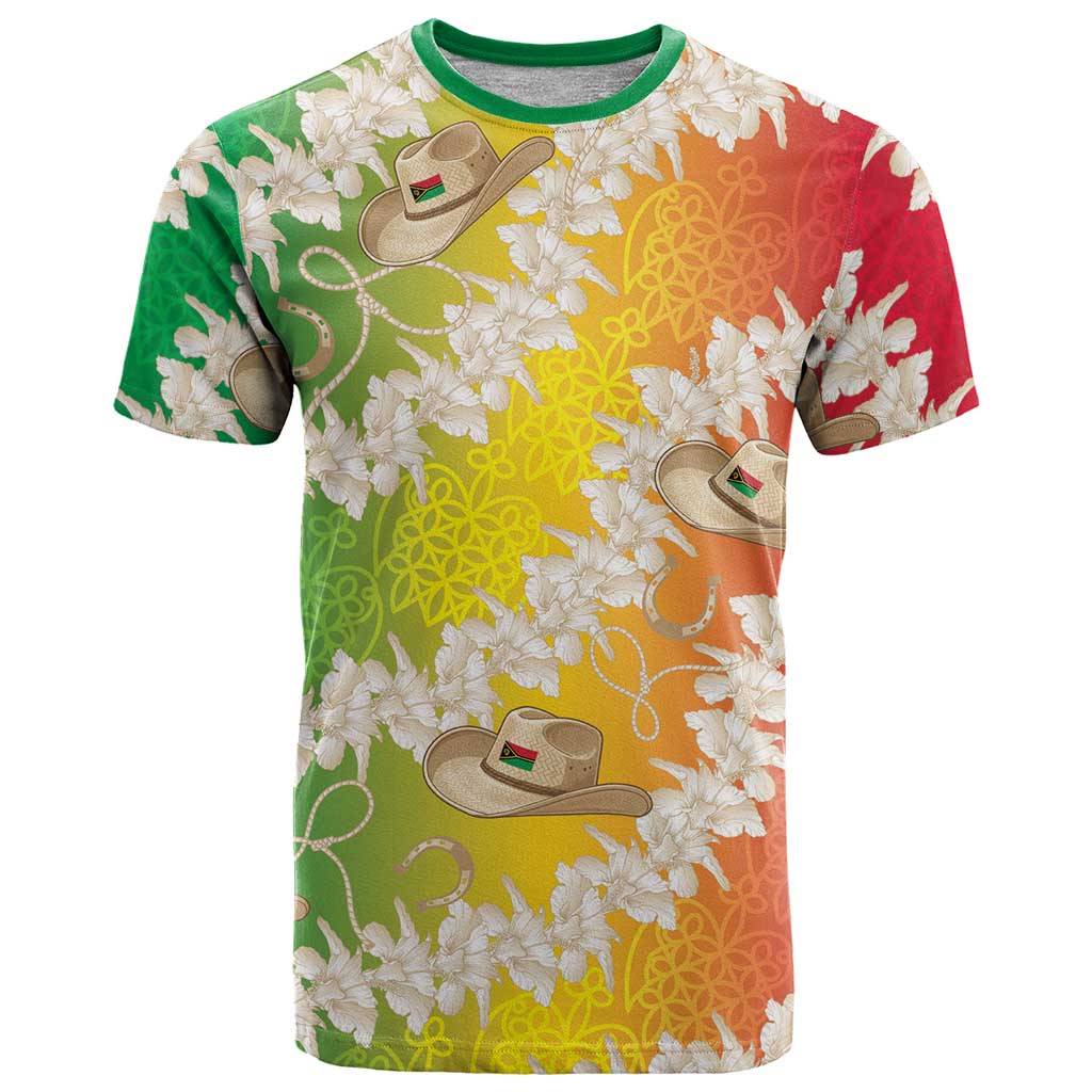 Vanuatu Cowboy T Shirt Straw Hats Hibiscus With Sand Drawing - Polynesian Pride
