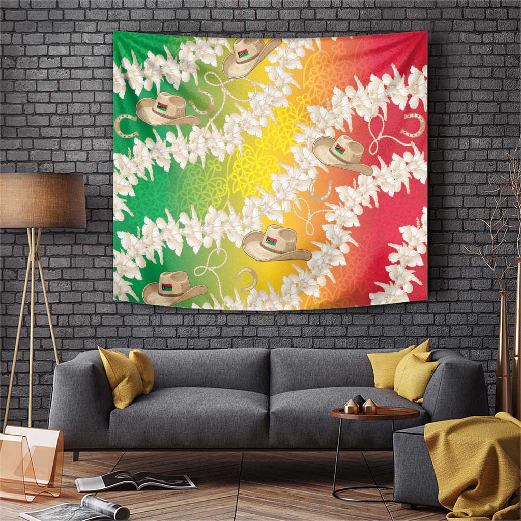 Vanuatu Cowboy Tapestry Straw Hats Hibiscus With Sand Drawing - Polynesian Pride