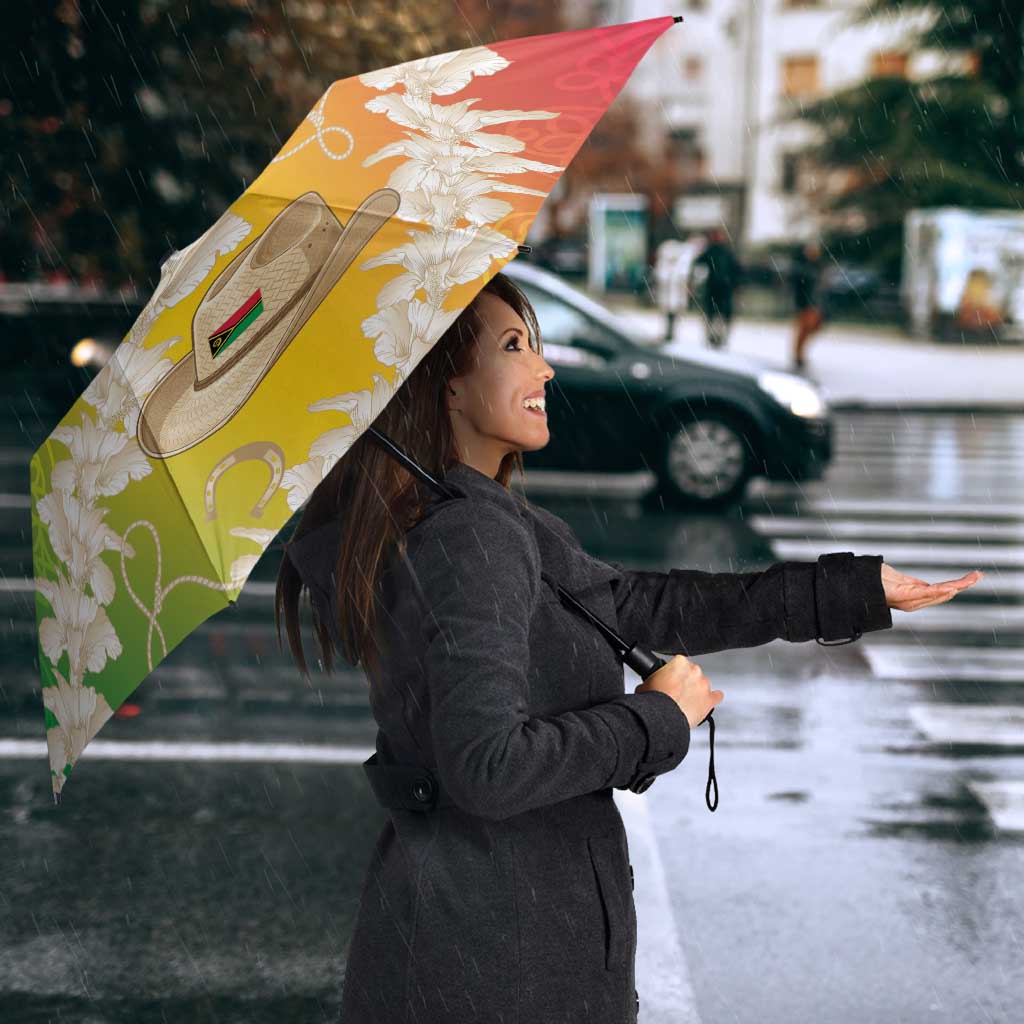 Vanuatu Cowboy Umbrella Straw Hats Hibiscus With Sand Drawing - Polynesian Pride