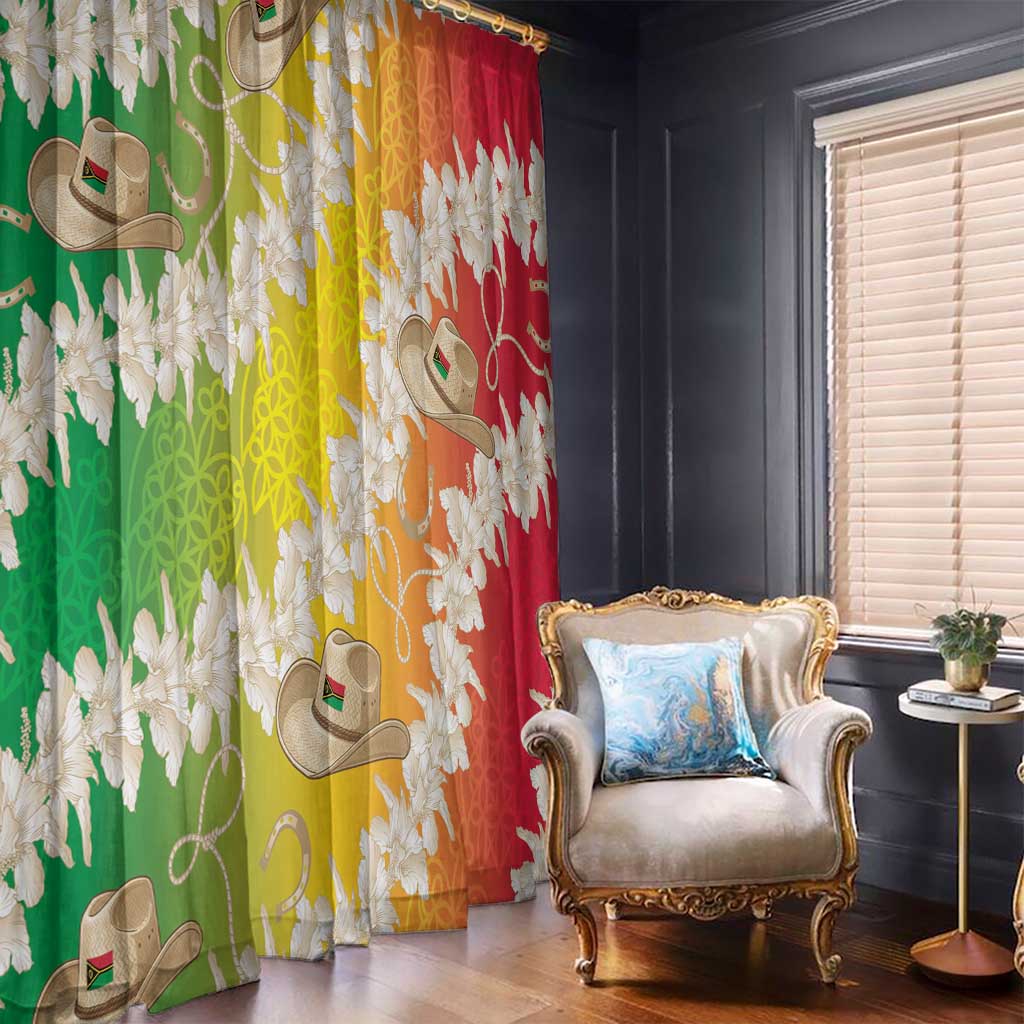 Vanuatu Cowboy Window Curtain Straw Hats Hibiscus With Sand Drawing - Polynesian Pride