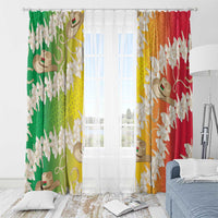 Vanuatu Cowboy Window Curtain Straw Hats Hibiscus With Sand Drawing - Polynesian Pride