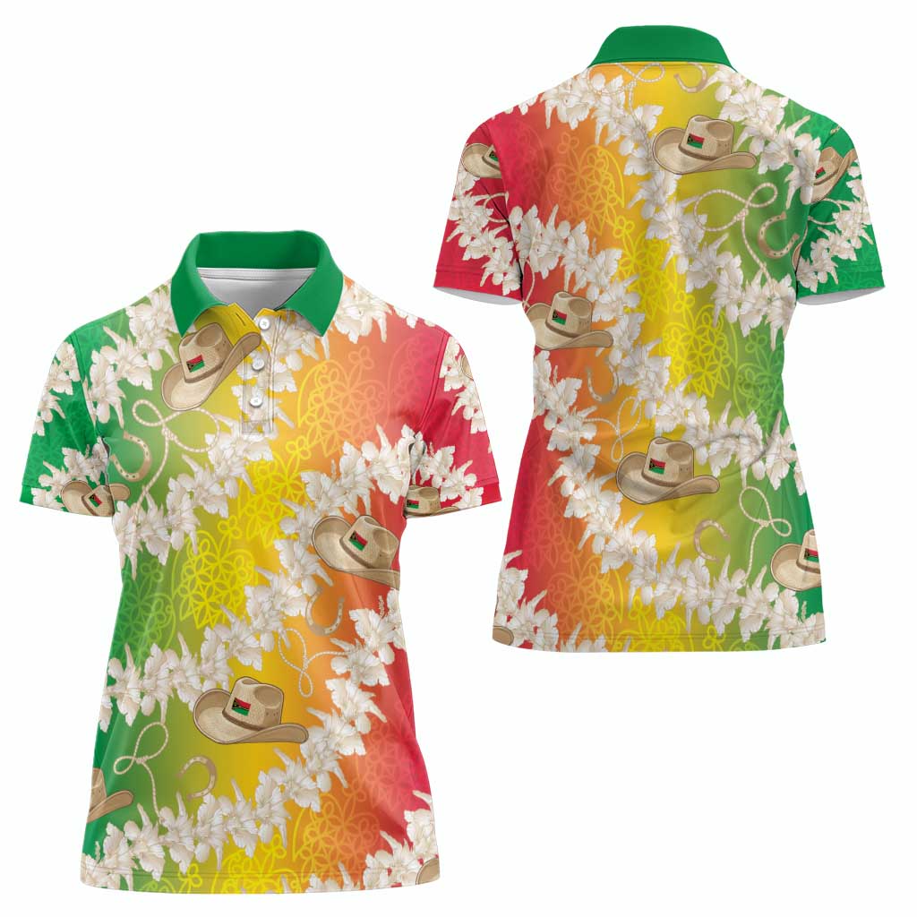 Vanuatu Cowboy Women Polo Shirt Straw Hats Hibiscus With Sand Drawing - Polynesian Pride