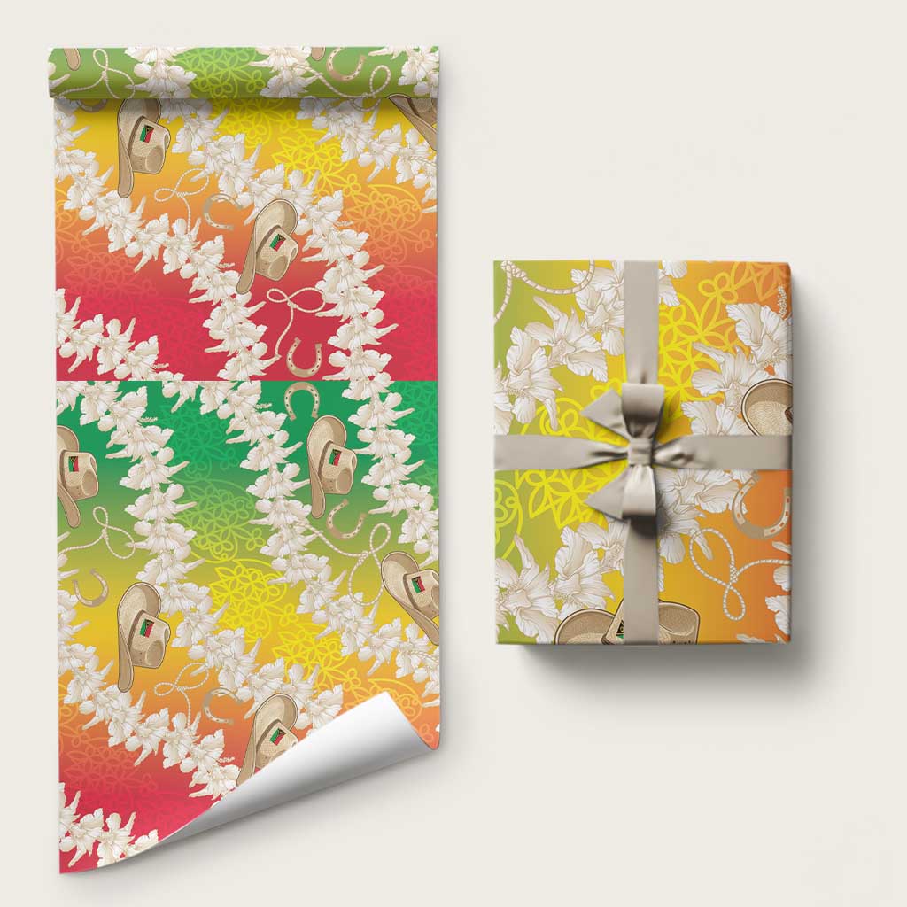 Vanuatu Cowboy Wrapping Paper Straw Hats Hibiscus With Sand Drawing - Polynesian Pride