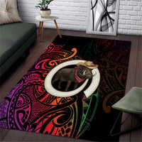 Vanuatu Boar Cowboy Area Rug Tusk Gradient Polynesian Pattern - Polynesian Pride