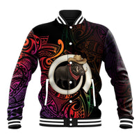 Vanuatu Boar Cowboy Baseball Jacket Tusk Gradient Polynesian Pattern - Polynesian Pride