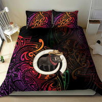 Vanuatu Boar Cowboy Bedding Set Tusk Gradient Polynesian Pattern - Polynesian Pride