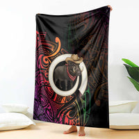 Vanuatu Boar Cowboy Blanket Tusk Gradient Polynesian Pattern - Polynesian Pride