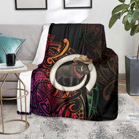 Vanuatu Boar Cowboy Blanket Tusk Gradient Polynesian Pattern - Polynesian Pride