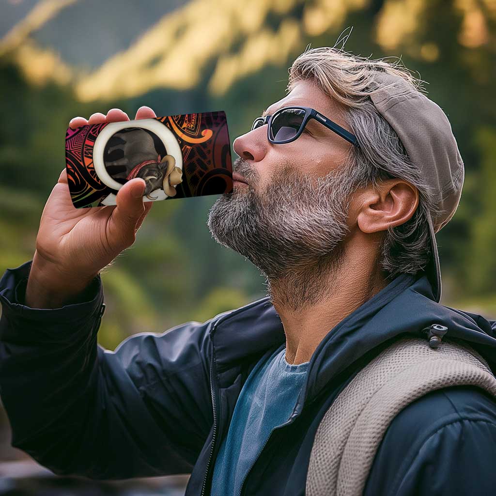 Vanuatu Boar Cowboy 4 in 1 Can Cooler Tumbler Tusk Gradient Polynesian Pattern - Polynesian Pride