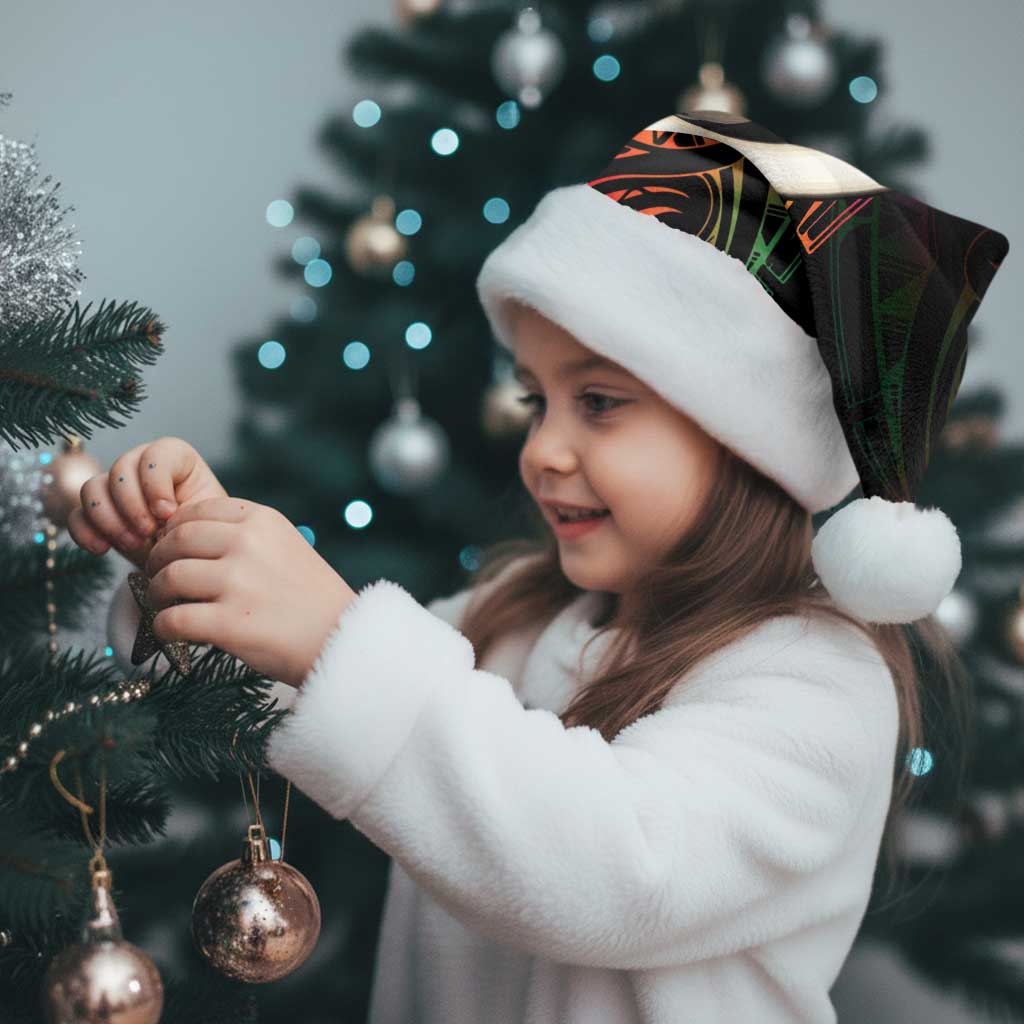 Vanuatu Boar Cowboy Christmas Santa Hat Tusk Gradient Polynesian Pattern - Polynesian Pride