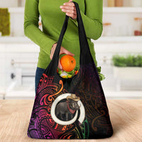 Vanuatu Boar Cowboy Grocery Bag Tusk Gradient Polynesian Pattern - Polynesian Pride