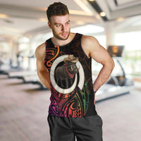 Vanuatu Boar Cowboy Men Tank Top Tusk Gradient Polynesian Pattern - Polynesian Pride