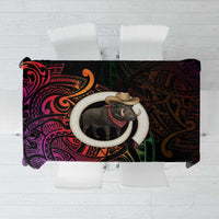 Vanuatu Boar Cowboy Tablecloth Tusk Gradient Polynesian Pattern - Polynesian Pride