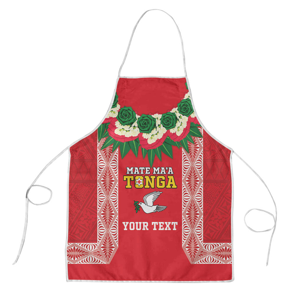 Mate Ma'a Tonga Rugby Custom Apron Tongan Kahoa Lei Ngatu Pattern Red